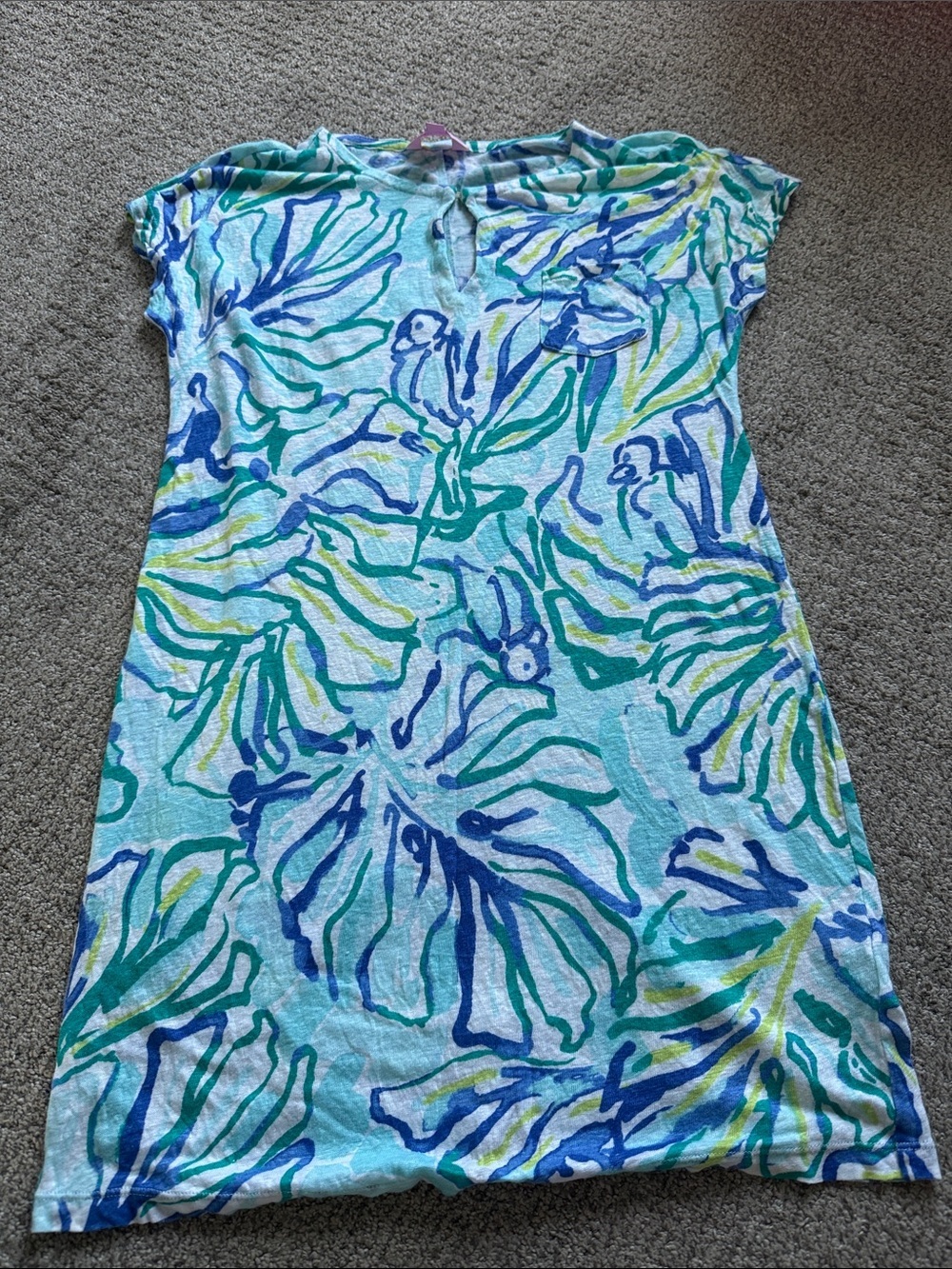 Lilly Pulitzer Aqua, Blue & Green Floral Tunic